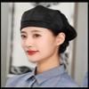 Barista Hat Chef Berets for Women Men Waitress Baker Skull Cap Cooking Breathable Hat Kitchen Sushi Restaurant Uniform Turban Black view 4