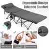 Goplus Camping Cot, Folding Camping Cot with Mattress, Pillow, Carry Bag, Storage Pocket, Camping Bed Military Cot for Home Office Nap Hiking, Heavy-Duty Portable Sleeping Cot for Adults Kids (Grey) view 3