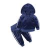 MYGBCPJS Boys Girls 2 Pcs Velour Tracksuit Sweatsuit Toddler Kids Long Sleeve Pullover Hoodie + Elastic Waist Sweatpants Set view 1