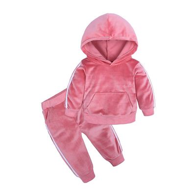 MYGBCPJS Boys Girls 2 Pcs Velour Tracksuit Sweatsuit Toddler Kids Long Sleeve Pullover Hoodie + Elastic Waist Sweatpants Set