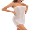 Agoky Womens Oil Glossy Smooth Sheer Micro Mini Dress See Through Sexy Tight Pencil Party Dress White Medium view 2