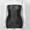 Agoky Womens Oil Glossy Smooth Sheer Micro Mini Dress See Through Sexy Tight Pencil Party Dress Black Medium view 4