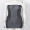 Agoky Womens Oil Glossy Smooth Sheer Micro Mini Dress See Through Sexy Tight Pencil Party Dress Dark Grey Large view 4