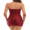 Agoky Womens Oil Glossy Smooth Sheer Micro Mini Dress See Through Sexy Tight Pencil Party Dress Burgundy Large view 3