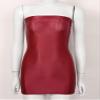 Agoky Womens Oil Glossy Smooth Sheer Micro Mini Dress See Through Sexy Tight Pencil Party Dress Burgundy Large view 4