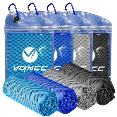 YQXCC 4 Pack Cooling Towels | 40"x12" | Cool for Neck and Face | Microfiber Soft Breathable Chilly | for Yoga, Sport, Golf, Gym, Camping, Running & More Activities