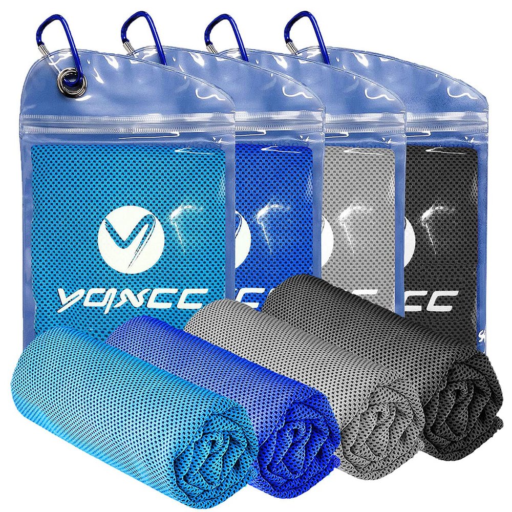 YQXCC 4 Pack Cooling Towels | 40"x12" | Cool for Neck and Face | Microfiber Soft Breathable Chilly | for Yoga, Sport, Golf, Gym, Camping, Running & More Activities