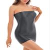 Agoky Womens Oil Glossy Smooth Sheer Micro Mini Dress See Through Sexy Tight Pencil Party Dress Dark Grey Medium view 2