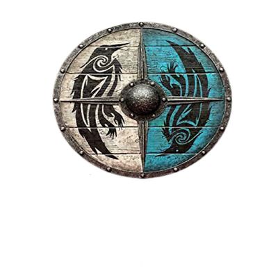 ENCORE HOME DECOR Antique Handmade Medieval LARP Warrior Wood & Steel Viking Shield Round