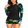 Daci Women Pineapple Two Piece Rash Guard Long Sleeve Swimsuits UV UPF 50+ Swim Shirt Bathing Suit with Boyshort Bottom XXS view 3