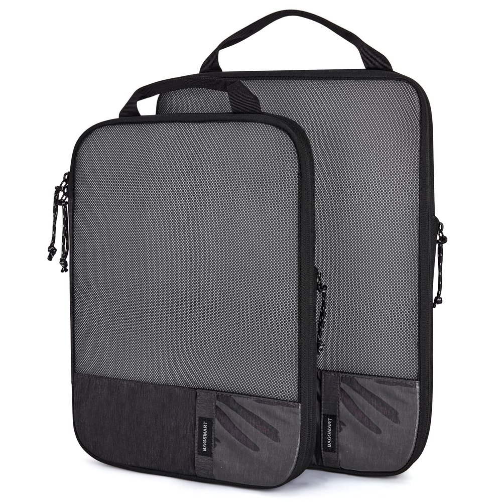 BAGSMART 2 Set Compression Packing Cubes for Travel, Lightweight Luggage Organizer Bags, Durable Space Saver Bags Travel Essentials
