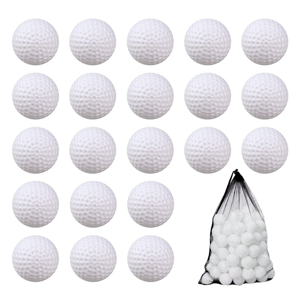 KOFULL Plastic Golf Balls, 100 Pack Fake Hollow Plastic Practice Golf Balls Indoor Outdoor Training, Golf Party Decorations - Light Weight
