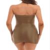 ACSUSS Women Shiny Oil Sheer Micro Mini Tube Dress See Through Bodycon Tight Pencil Cute Dress Coffee Large view 3