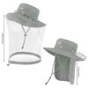 BASSDASH UPF 50+ Mosquito Sun Hat with Hidden Head Net and Neck Flap for Men Women Outdoor Fishing Hiking Camping FH16 Light Grey view 3