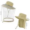 BASSDASH UPF 50+ Mosquito Sun Hat with Hidden Head Net and Neck Flap for Men Women Outdoor Fishing Hiking Camping FH16 Khaki view 3