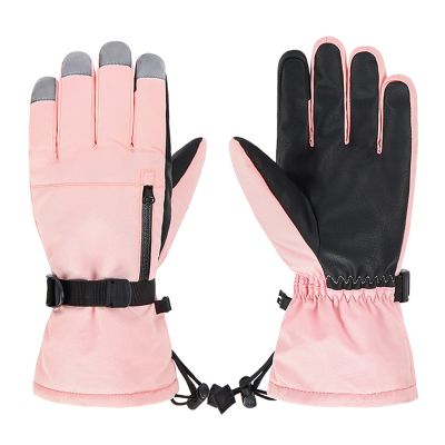 American Trends Unisex Winter Ski Gloves Warm Snow Gloves for Men Women Waterproof Gloves Touchscreen Snowboard Gloves with Pockets Pink L