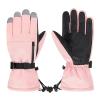 American Trends Unisex Winter Ski Gloves Warm Snow Gloves for Men Women Waterproof Gloves Touchscreen Snowboard Gloves with Pockets Pink L view 1