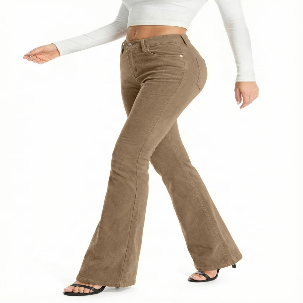 Hybrid & Company Super Comfy Stretch Women 82 Pockets Corduroy Boot Cut Pants P21951BLX Camel 16