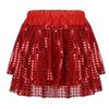 Manyakai Girls Shiny Sequins Layered Tutu Skirts Kids Sparkling Tulle Dance Skirts Athletic Skorts Red 8-10 Years view 1