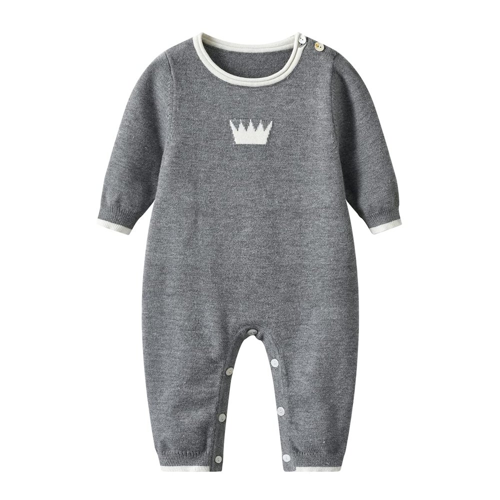 Auro Mesa Baby Infant Boy Girl Peter Pan Collar Knit Sweater Romper Outfit Clothes One-Piece Coverall Baby Clothing Jumpsuit