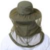 BASSDASH UPF 50+ Mosquito Sun Hat with Hidden Head Net and Neck Flap for Men Women Outdoor Fishing Hiking Camping FH16 Army Green view 2