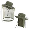 BASSDASH UPF 50+ Mosquito Sun Hat with Hidden Head Net and Neck Flap for Men Women Outdoor Fishing Hiking Camping FH16 Army Green view 3