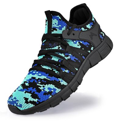 AOE Womens Walking Running Shoes Ultra Lightweight Breathable Mesh Tennis Shoes Non Slip Athletic Workout Gym Sneakers Camouflage Blue 7women / 6men