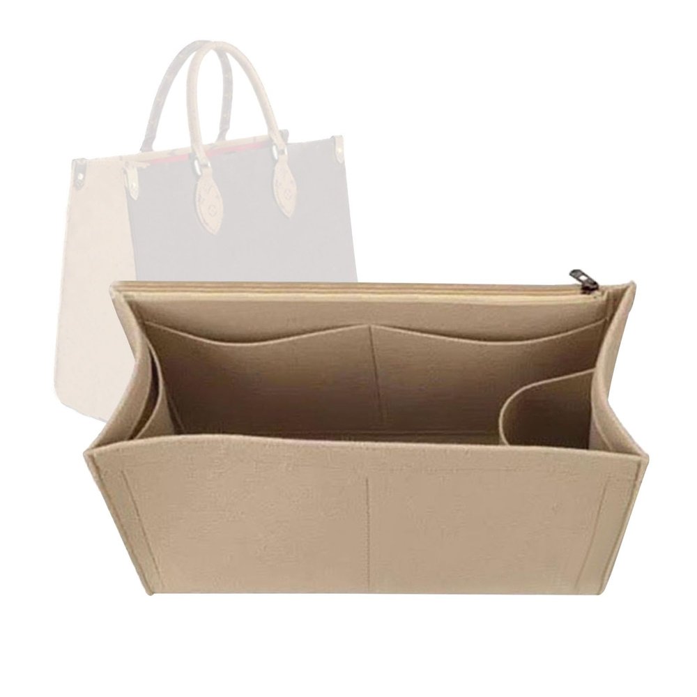 Lckaey Bag Organizer for Onthego MM bag Felt Purse Insert with Detachable Zipper Pocket ONTHEGO Insert Removable1080Khaki-M