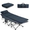 Goplus Camping Cot, Folding Camping Cot with Mattress, Pillow, Carry Bag, Storage Pocket, Camping Bed Military Cot for Home Office Nap Hiking, Heavy-Duty Portable Sleeping Cot for Adults Kids (Blue) view 1