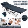 Goplus Camping Cot, Folding Camping Cot with Mattress, Pillow, Carry Bag, Storage Pocket, Camping Bed Military Cot for Home Office Nap Hiking, Heavy-Duty Portable Sleeping Cot for Adults Kids (Blue) view 3