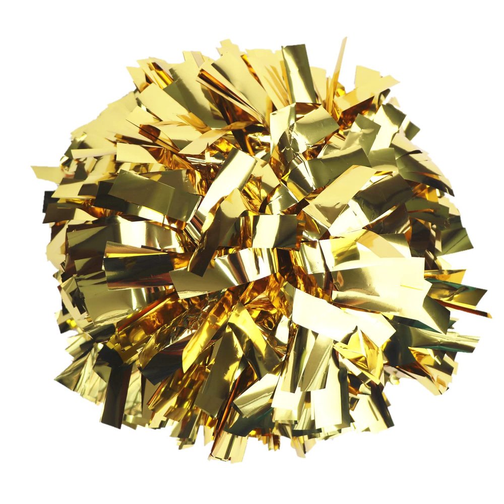 GUIFIER 2 Pack 6 Inches Metallic Cheerleading Pom Poms, Cheer Pom Pom with Baton Handle, Pompoms Cheerleader for Kids Girls Cheering Squad (Gold)