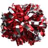 GUIFIER Pack of 2 Pom Poms Cheerleading 6 Inches Metallic Cheerleader Pom Poms with Baton Handle, Pompoms Cheer Pom Pom for Cheering Squad (Red and Silver) view 1