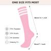 Womens Athletic Socks Knee High Socks Pink Sock Striped Tube Sock Running Socks 1 Pack Pink White view 4