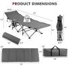 Tangkula Camping Cot for Adults, Folding Sleeping Cot with Removable Mattress, Pillow, Side Pocket, Portable Indoor Outdoor Cot Bed with Carry Bags for Travel, Camp, Office, Home (Grey) view 4