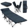 Tangkula Camping Cot for Adults, Folding Sleeping Cot with Removable Mattress, Pillow, Side Pocket, Portable Indoor Outdoor Cot Bed with Carry Bags for Travel, Camp, Office, Home (Blue) view 1