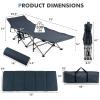 Tangkula Camping Cot for Adults, Folding Sleeping Cot with Removable Mattress, Pillow, Side Pocket, Portable Indoor Outdoor Cot Bed with Carry Bags for Travel, Camp, Office, Home (Blue) view 4