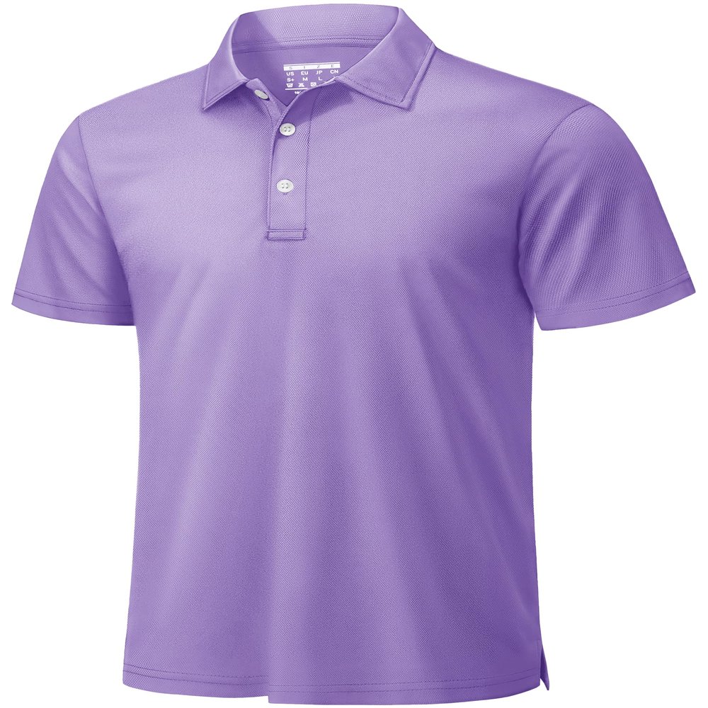 TACVASEN Mens Golf Shirt Dry Fit Mens Polo Shirts Short Sleeve Performance Golf Polos for Men with Collar Work Shirts Light Purple, L