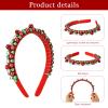Yilloog 2 Pack Christmas Headband Red Green Silver Tone Christmas Holiday Bells Headbands for Women(Red) view 4