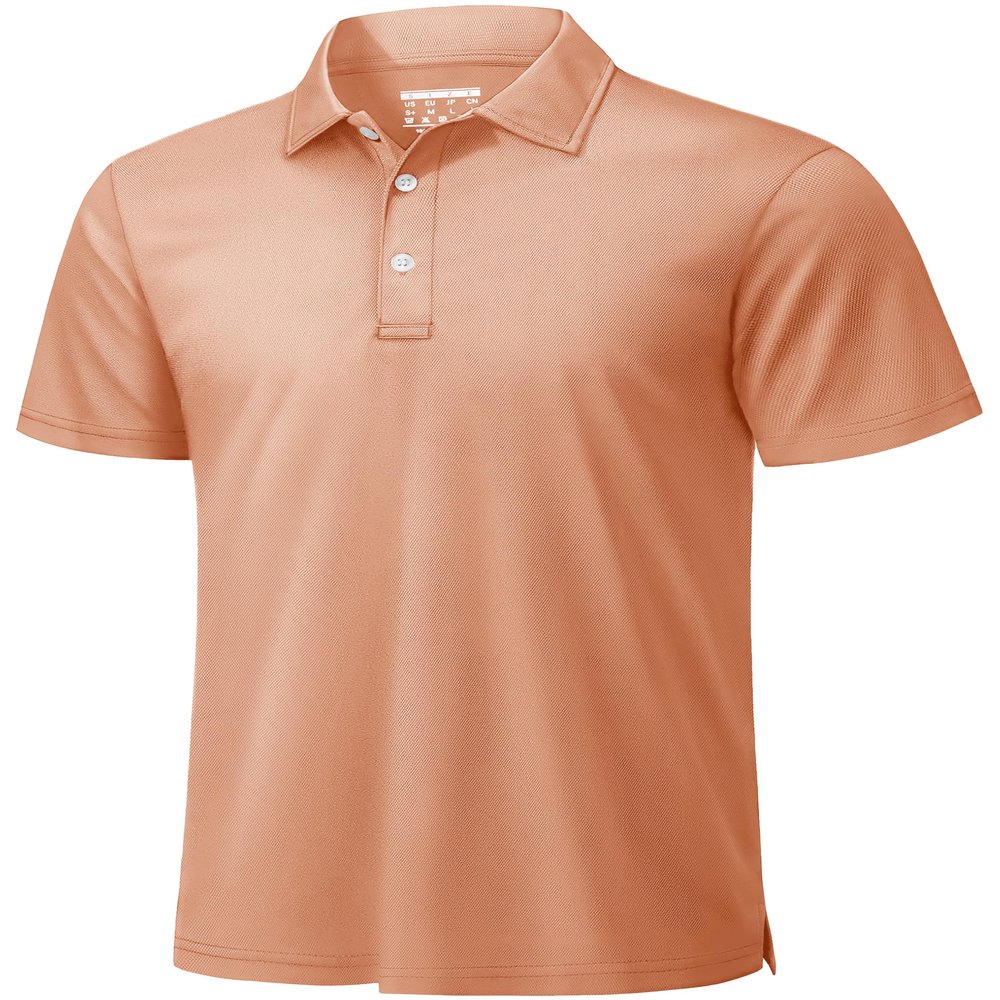 TACVASEN Mens Golf Shirt Dry Fit Mens Polo Shirts Short Sleeve Performance Golf Polos for Men with Collar Work Shirts Apricot, M