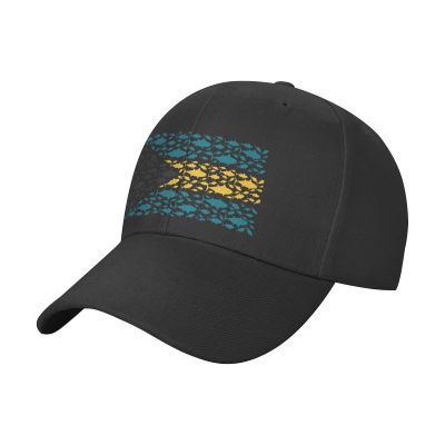 Bahamas Fish Flag Peaked Cap Unisex Trucker Dad Hat Adjustable Casual Sports Sun Hat for Mens Womens Black