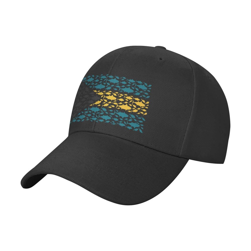 Bahamas Fish Flag Peaked Cap Unisex Trucker Dad Hat Adjustable Casual Sports Sun Hat for Mens Womens Black