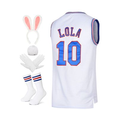 Men's Basketball Jersey Lola #10 Space Movie Jersey 90S Hip Hop Clothing Shirt for Party (#10 White, Medium)