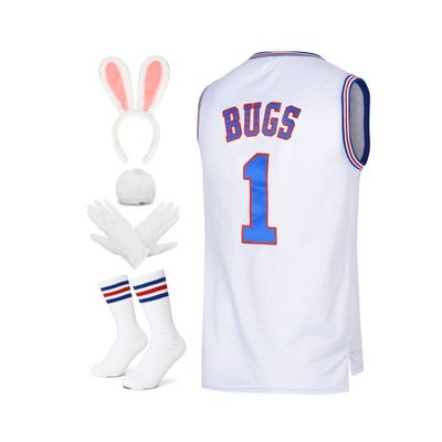 DORISUBE Men's Basketball Jersey Bugs #1 Space Movie Jersey 90S Hip Hop Clothing Shirt for Party (#1 White, Small)