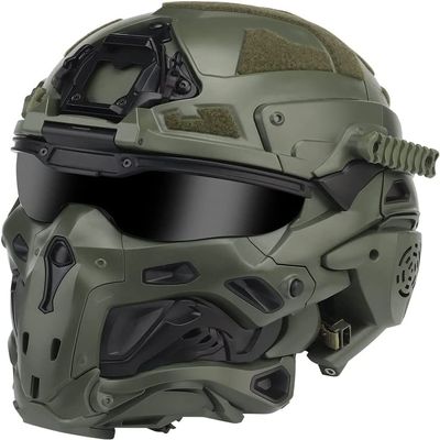 Multifunctional Airsoft Helmet, All-in-One Design Built-in Detachable Tactical Headset Anti-Fog Fan Shade Sliding Goggles,Paintball EquipmentAssault Helmet