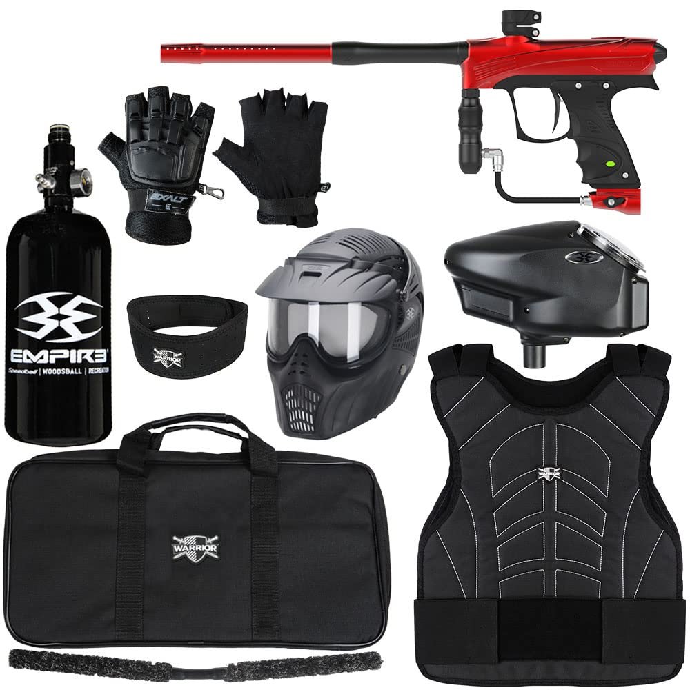 Action Village Dye Rize CZR Level 3 Protector Paintball Gun Package Kit (Small/Medium, Red/Black)