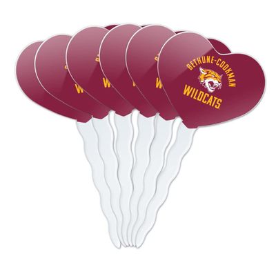 Bethune-Cookman Wildcats Logo Heart Love Cupcake Picks Toppers Decoration Set of 6
