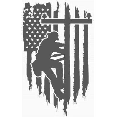 Cartat2s Lineman Distressed American Flag Vinyl Decal | Electrician HVAC | Fits Cars Trucks SUV RV | Window Sticker | 3 Sizes and 8 Colors (9x5.5, Silver)