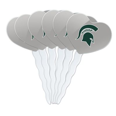 Michigan State Spartan Logo Secondary Heart Love Cupcake Picks Toppers Decoration Set of 6