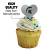 Michigan State Spartan Logo Secondary Heart Love Cupcake Picks Toppers Decoration Set of 6 view 3