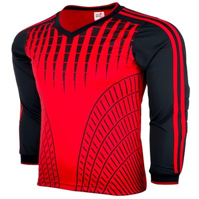 Boy's Goalkeeper Soccer Jersey, Padded Goalie Shirt with Sponge Protector Youth Sizes (Youth Small, Red/Black)